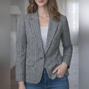 A New Day Classic Gray Plaid Women's Herringbone Blazer Small